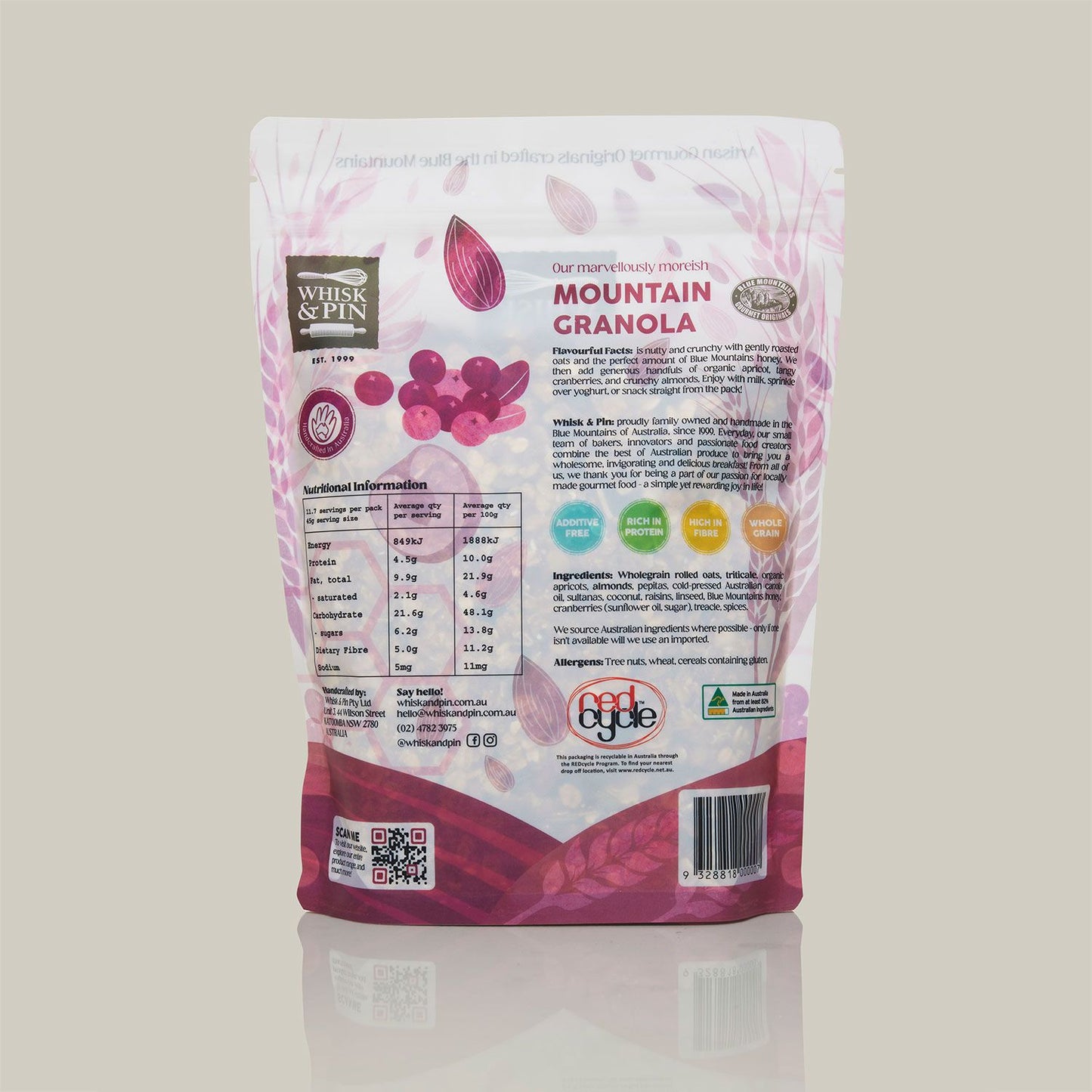 Whisk & Pin Mountain Granola 525g Back