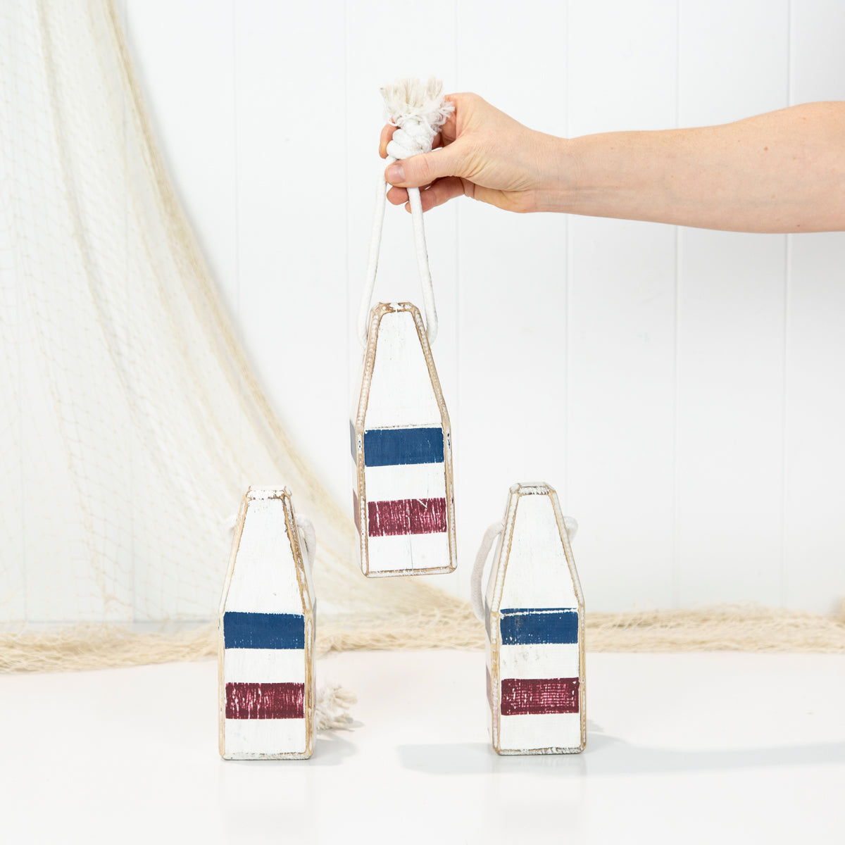 Buoy Small - White with Blue & Burgundy