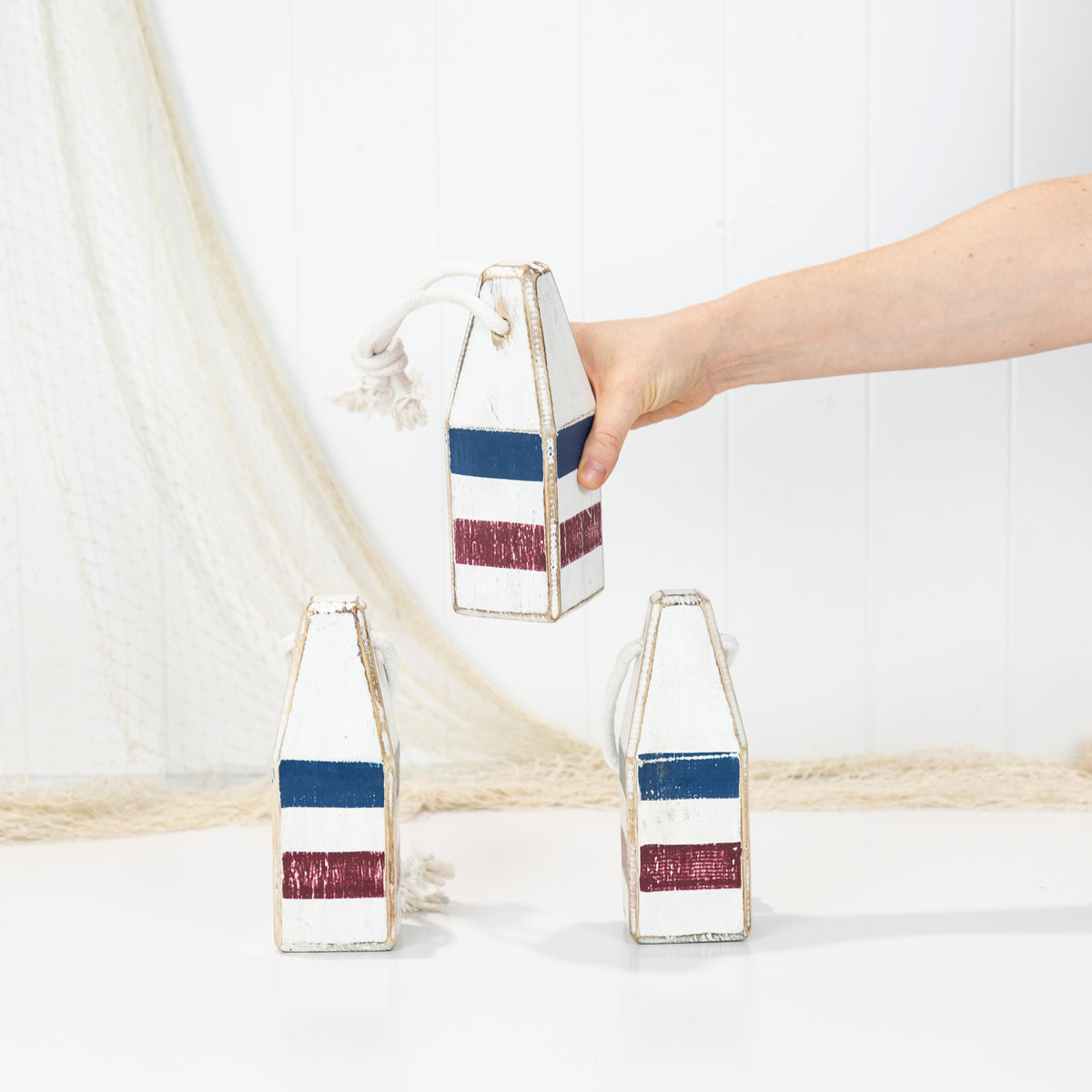 Buoy Small - White with Blue & Burgundy