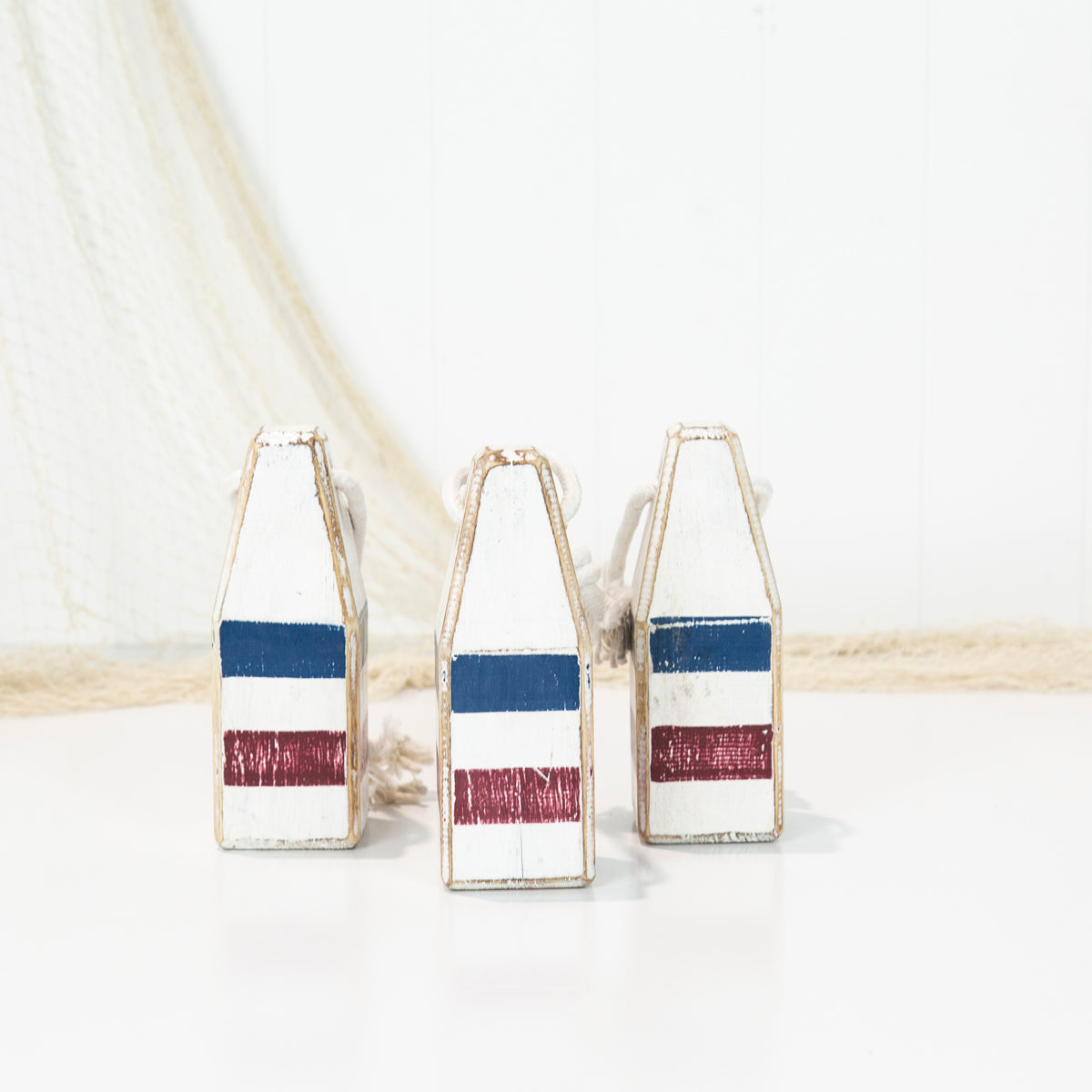 Buoy Small - White with Blue & Burgundy