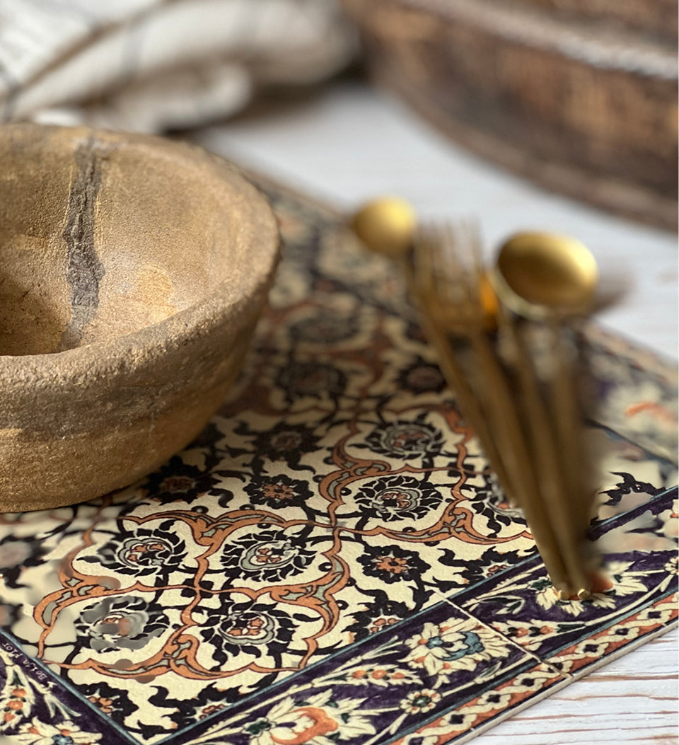 アルメニアのフレーム付きオレンジ、デザイナービニールプレースマット