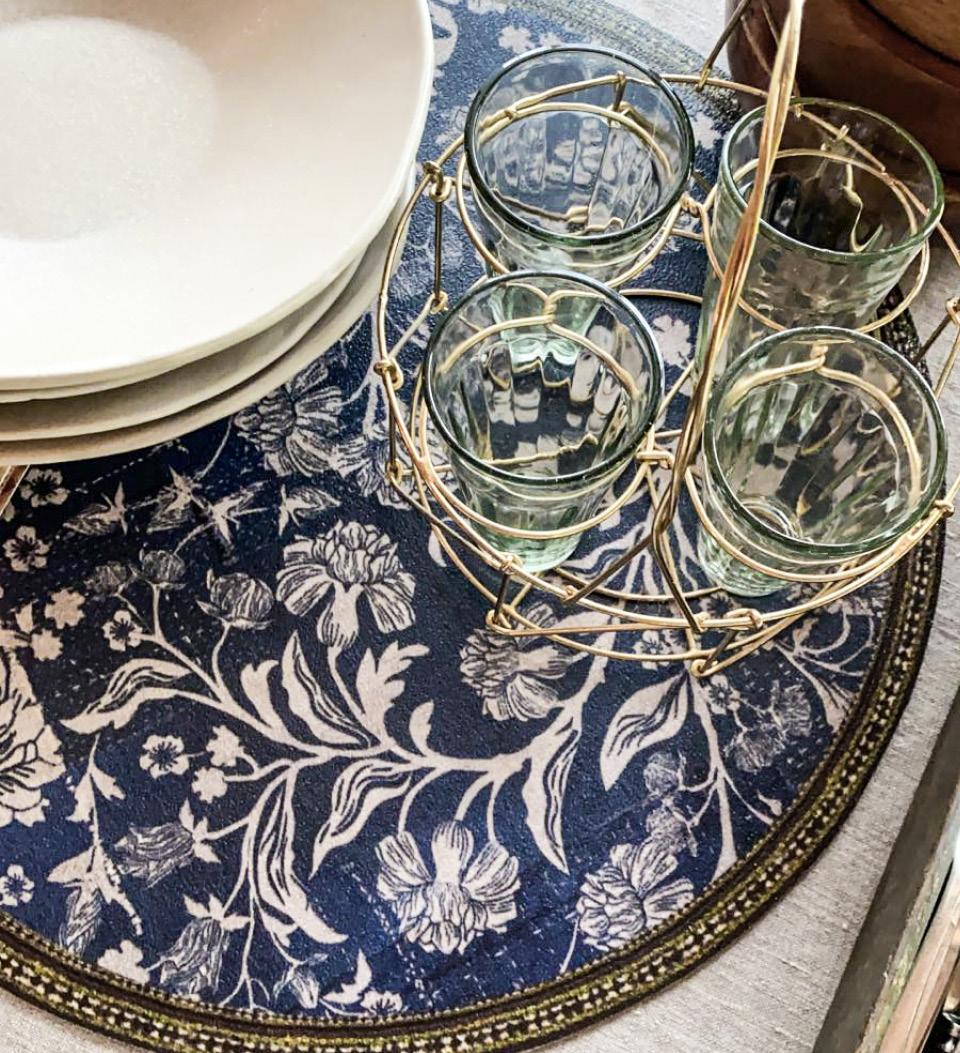 Indigo Bohemian Garden Placemat ROUND