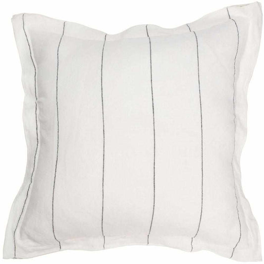 Carter Linen Cushion - Off White W' Charcoal Stripe