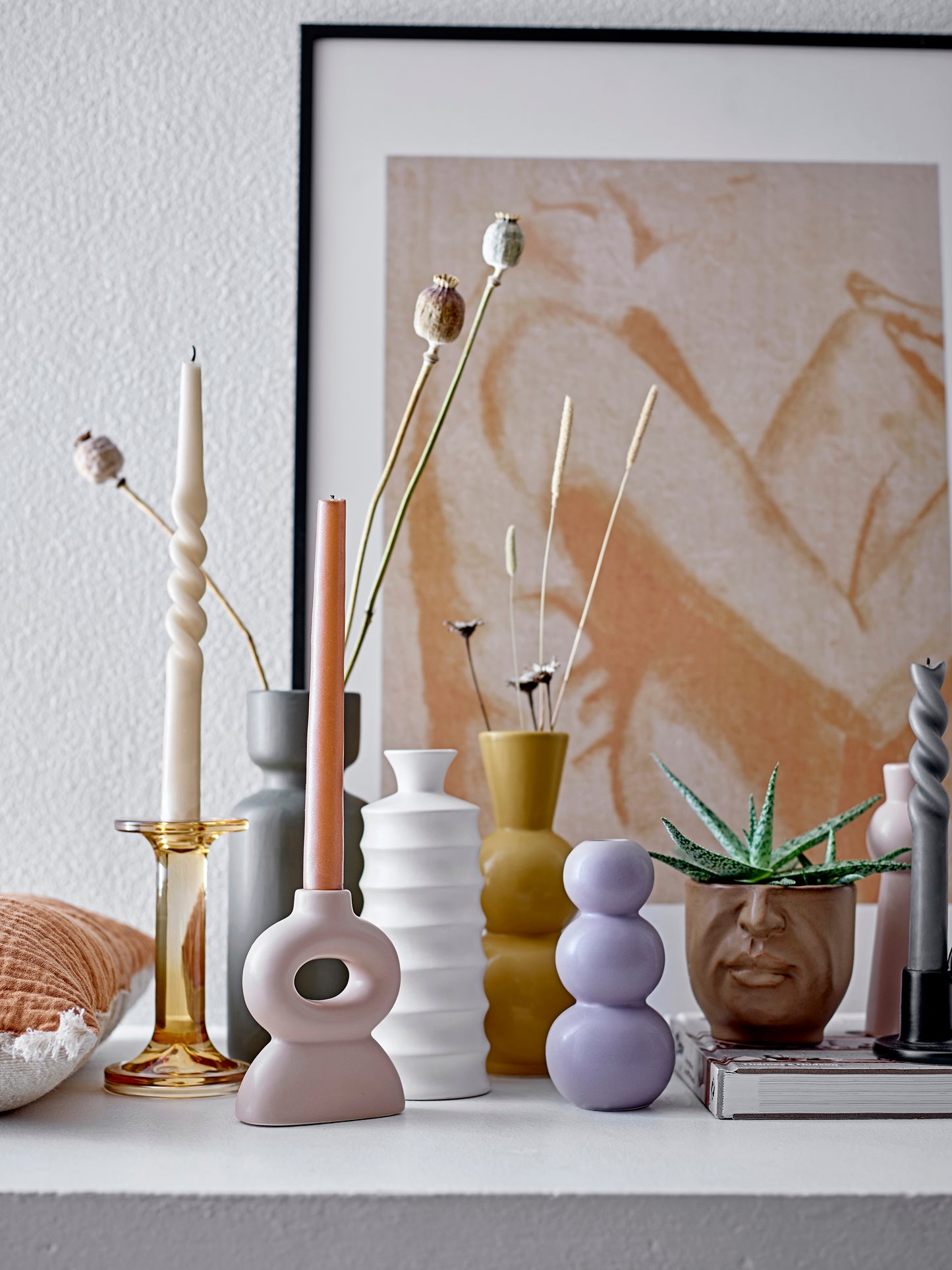 ジェイミー キャンドルスティック、ブラウン、ガラス