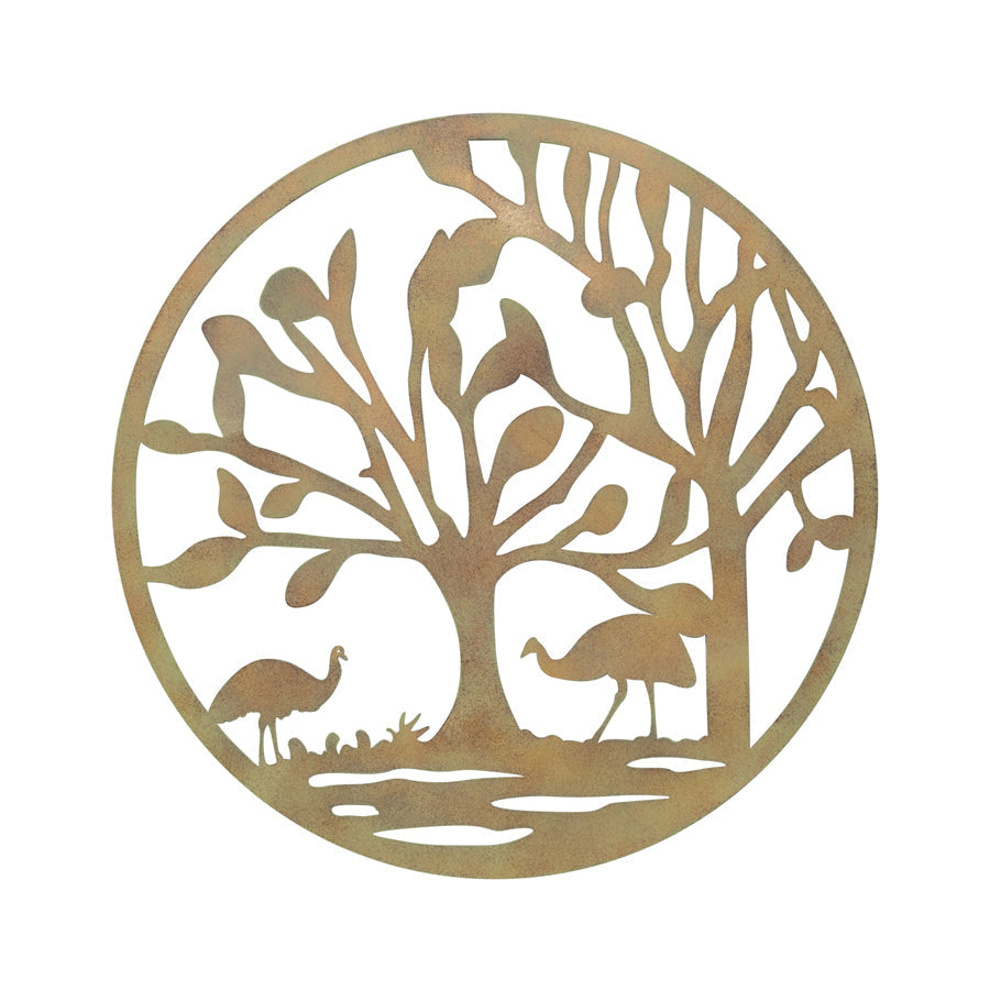 Lasercut Round  Emu Family Wallart 60x1cm