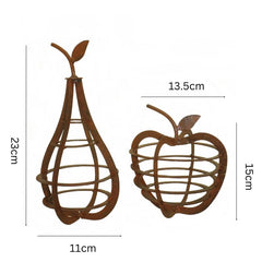 Set/2 Asst Contemporary Rust Apple + Pear 11.5x11.5x23/13.5x13.5x15cm (2)
