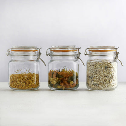 Square Clip Top Jar - 1 Litre