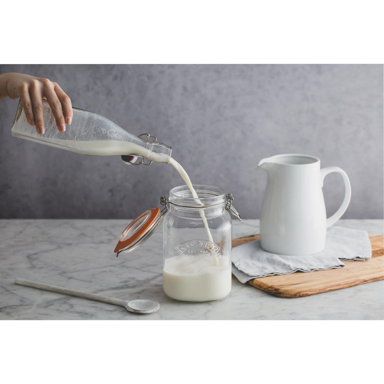 Square Clip Top Jar, 1.5 Litre