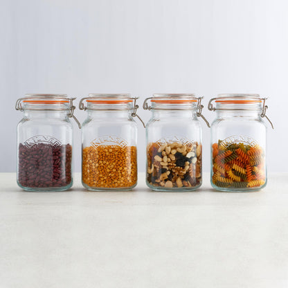 Square Clip Top Jar, 1.5 Litre