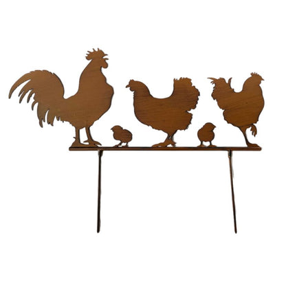 Chook Family Garden Stake 70.5x1x49.5cm