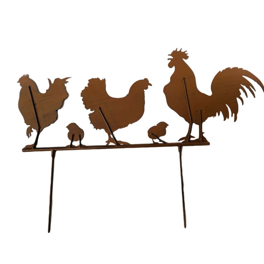 Chook Family Garden Stake 70.5x1x49.5cm
