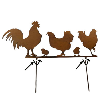 Chook Family Garden Stake 70.5x1x49.5cm