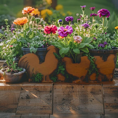 Chook Family Garden Stake 70.5x1x49.5cm