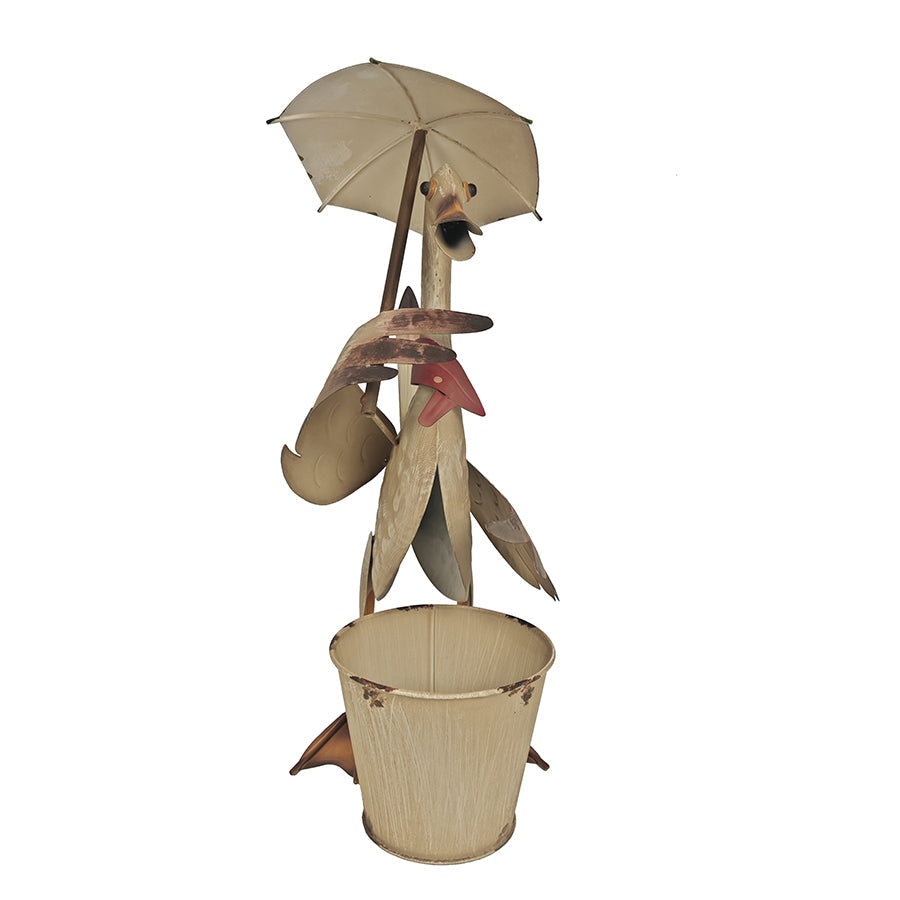Standing Duck w/Umbrella + Potplanter 25.5x18x46cm