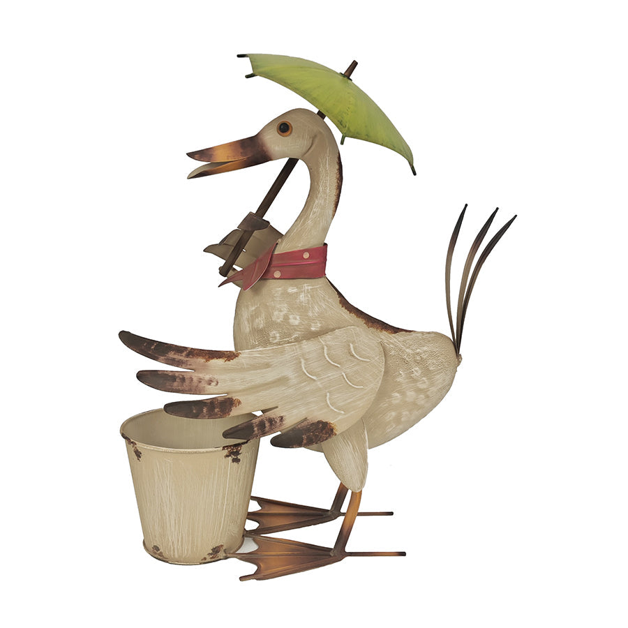 Standing Duck w/Umbrella + Potplanter 25.5x18x46cm