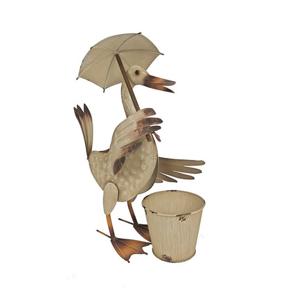 Standing Duck w/Umbrella + Potplanter 25.5x18x46cm