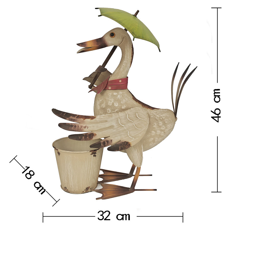 Standing Duck w/Umbrella + Potplanter 25.5x18x46cm