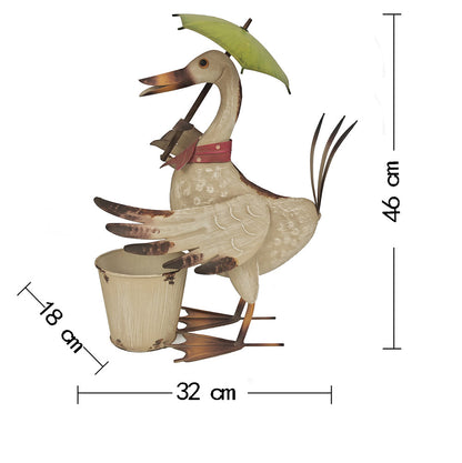 Standing Duck w/Umbrella + Potplanter 25.5x18x46cm