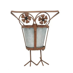 Arty Owl w/Galvanised Potplanter 18.5x15x23cm