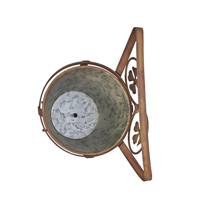 Arty Owl w/Galvanised Potplanter 18.5x15x23cm