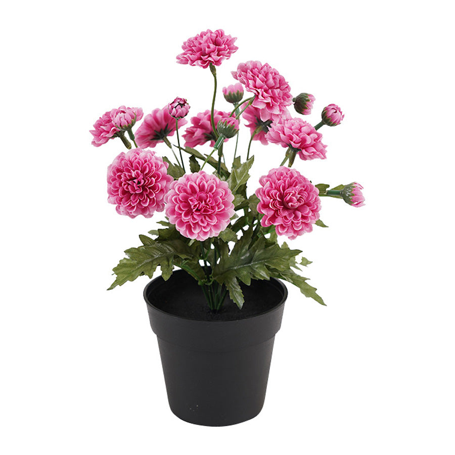 Potted Artifical Pink 'Mum' Chrysanthemum 20z20x27cm