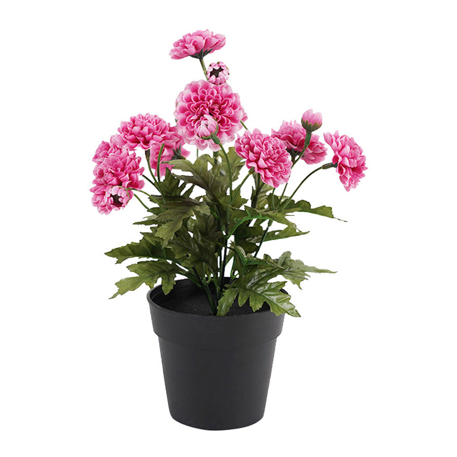Potted Artifical Pink 'Mum' Chrysanthemum 20z20x27cm