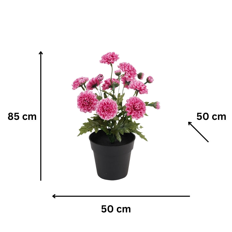 Potted Artifical Pink 'Mum' Chrysanthemum 20z20x27cm