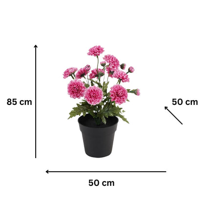 Potted Artifical Pink 'Mum' Chrysanthemum 20z20x27cm