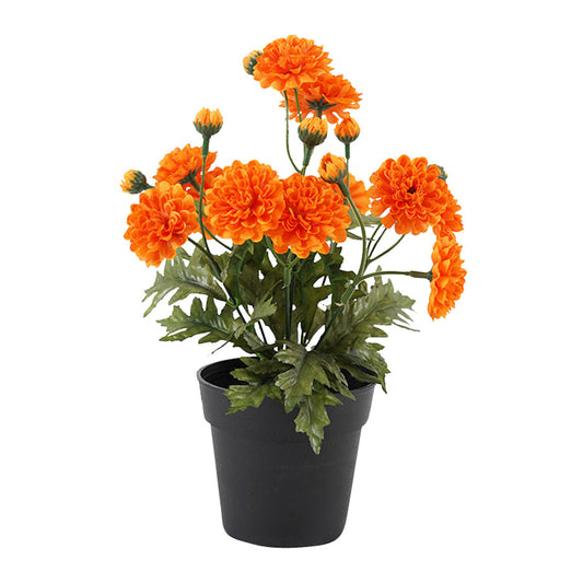 Potted  Artificial Orange 'Mum' Chrysanthemum 23x23x26cm