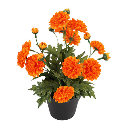 Potted  Artificial Orange 'Mum' Chrysanthemum 23x23x26cm
