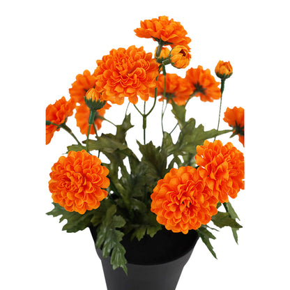 Potted  Artificial Orange 'Mum' Chrysanthemum 23x23x26cm