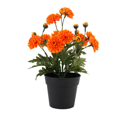 Potted  Artificial Orange 'Mum' Chrysanthemum 23x23x26cm
