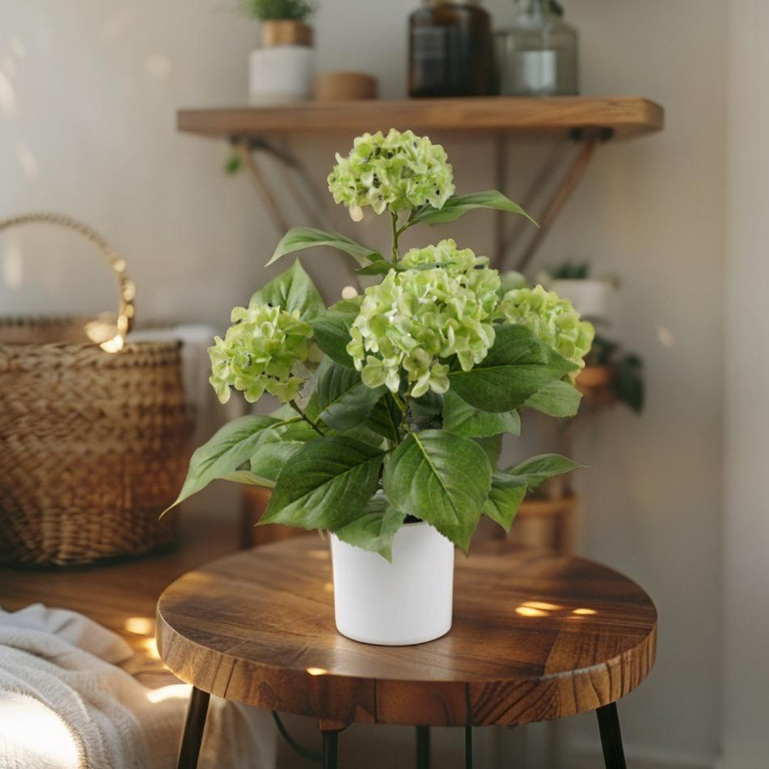 Potted Artificial Green Hydrangea 35x35x50cm