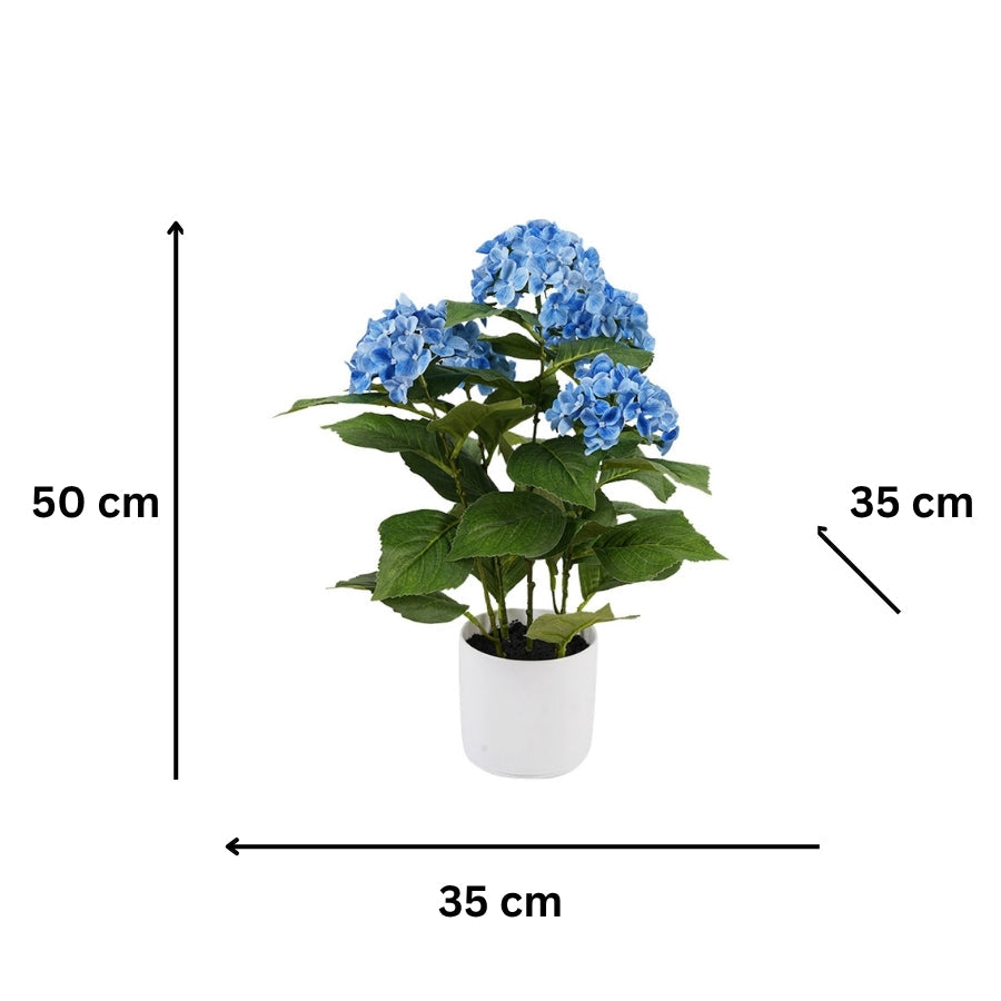 Potted Artificial Blue Hydrangea 35x35x50cm