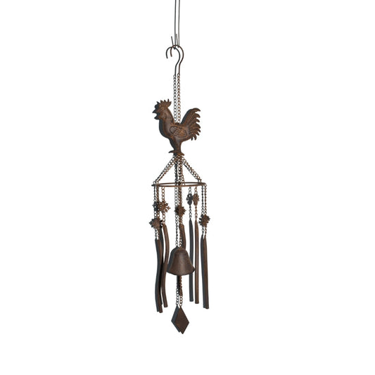 Hanging Chicken Windchime + Cast Iron Bell 13.5x13.5x78.5cm