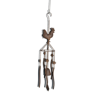 Hanging Chicken Windchime + Cast Iron Bell 13.5x13.5x78.5cm
