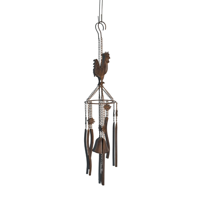 Hanging Chicken Windchime + Cast Iron Bell 13.5x13.5x78.5cm
