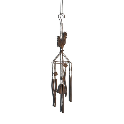 Hanging Chicken Windchime + Cast Iron Bell 13.5x13.5x78.5cm