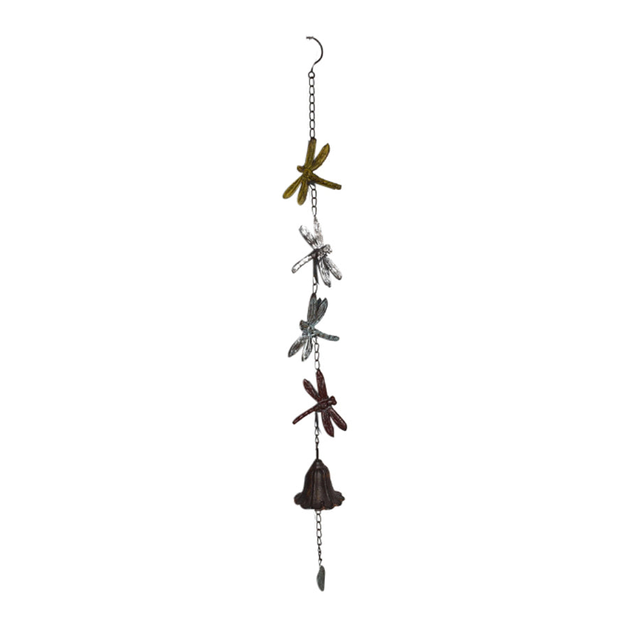 Hanging 4 Dragonflies w/Cast Iron Bell 8x8x84cm