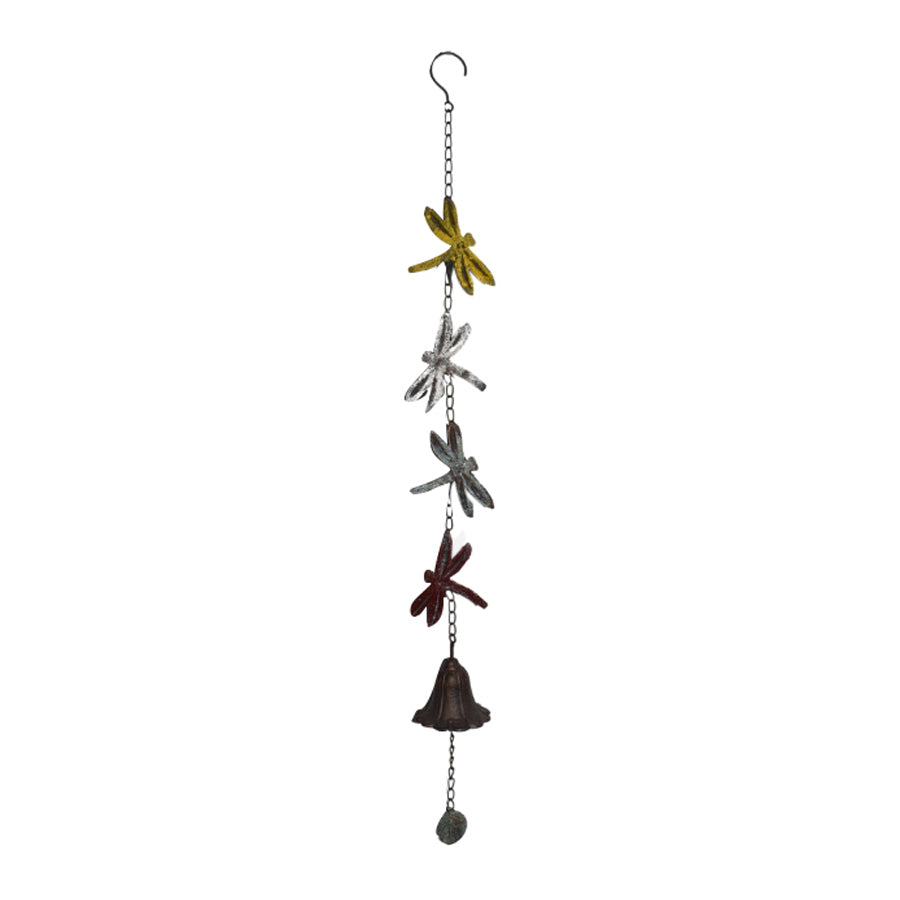 Hanging 4 Dragonflies w/Cast Iron Bell 8x8x84cm