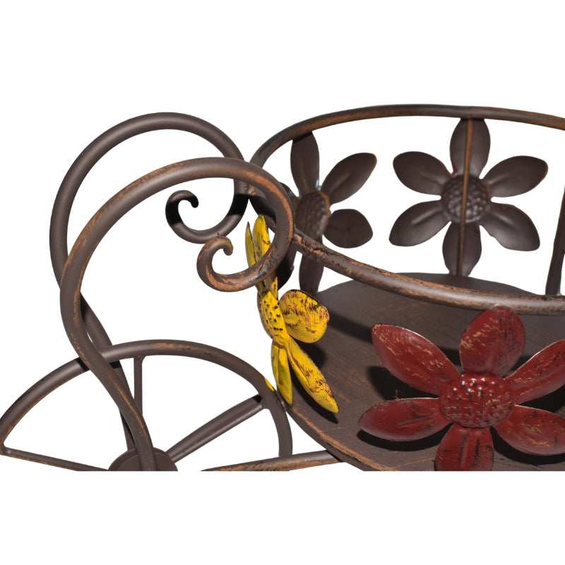 Antique Wheelbarrow w/Flower Design Potplanter 41.5x20.5x26cm