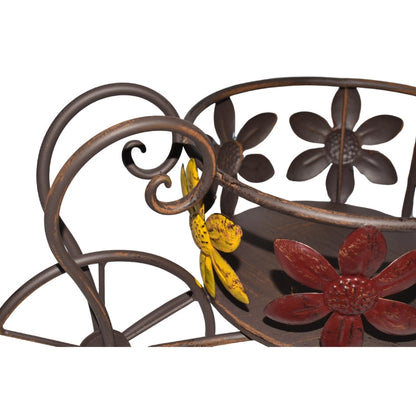 Antique Wheelbarrow w/Flower Design Potplanter 41.5x20.5x26cm