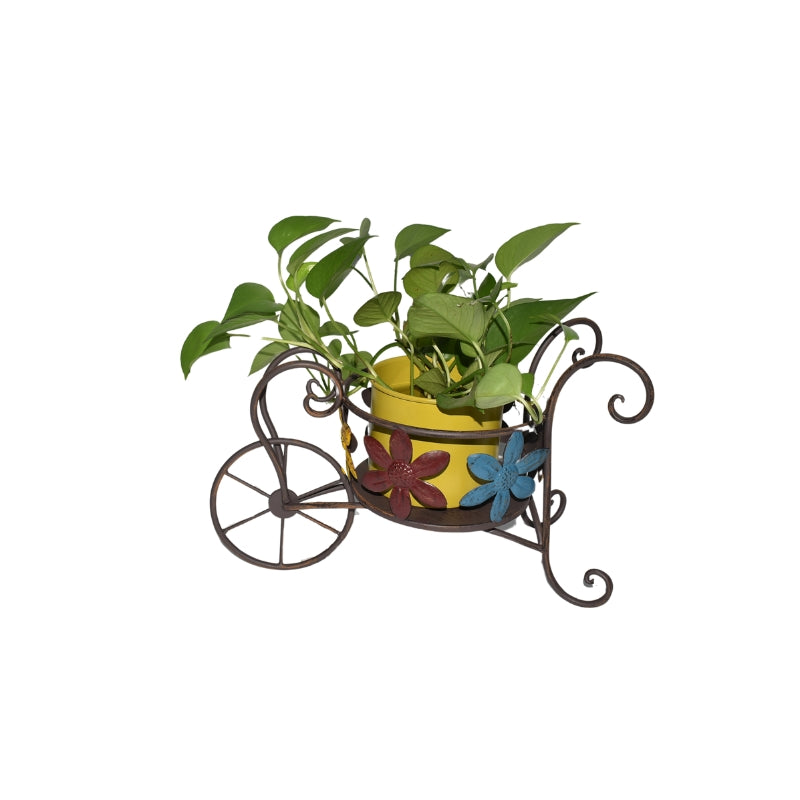 Antique Wheelbarrow w/Flower Design Potplanter 41.5x20.5x26cm