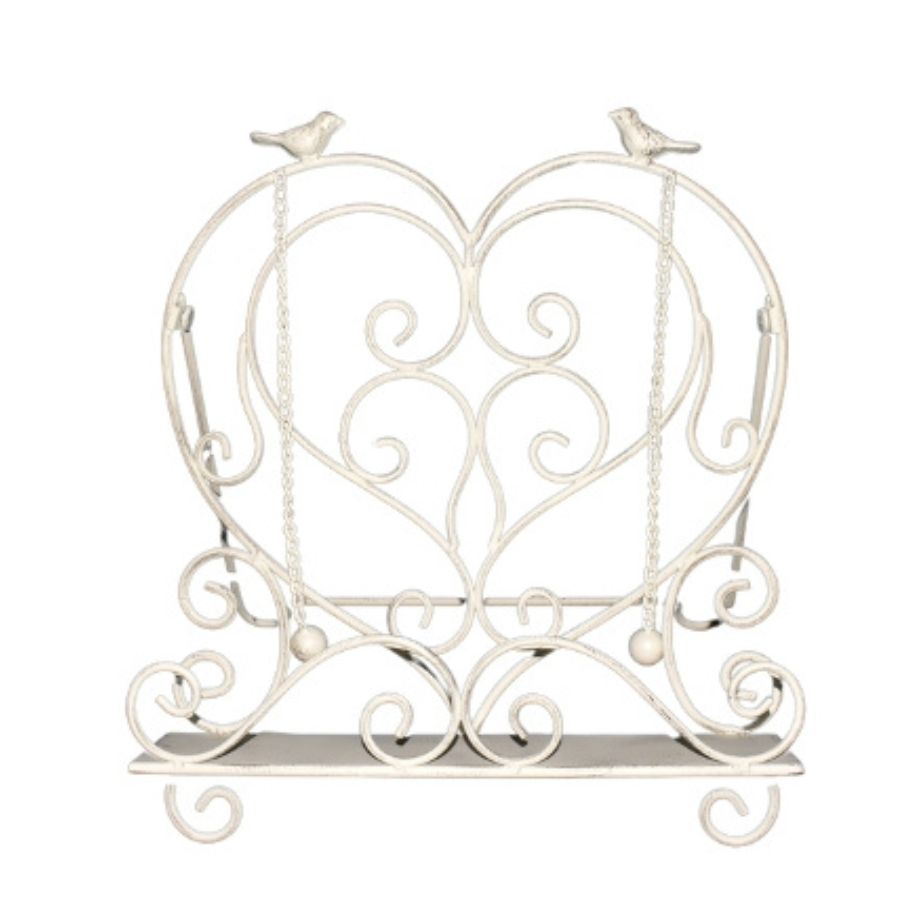 Heart-Shape Recipe/Book Stand w/Birds 32.5x25x35cm