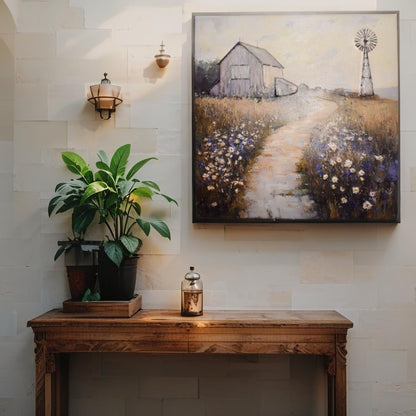 Farm Scene Pressed Metal Textured Wall Art 45.5x0.5x45.5cm