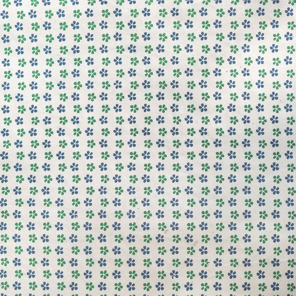 Handmade Paper - Blue & Green Daisy Print