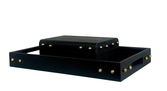 100M Black Studded Decor Tray: Small 42X25