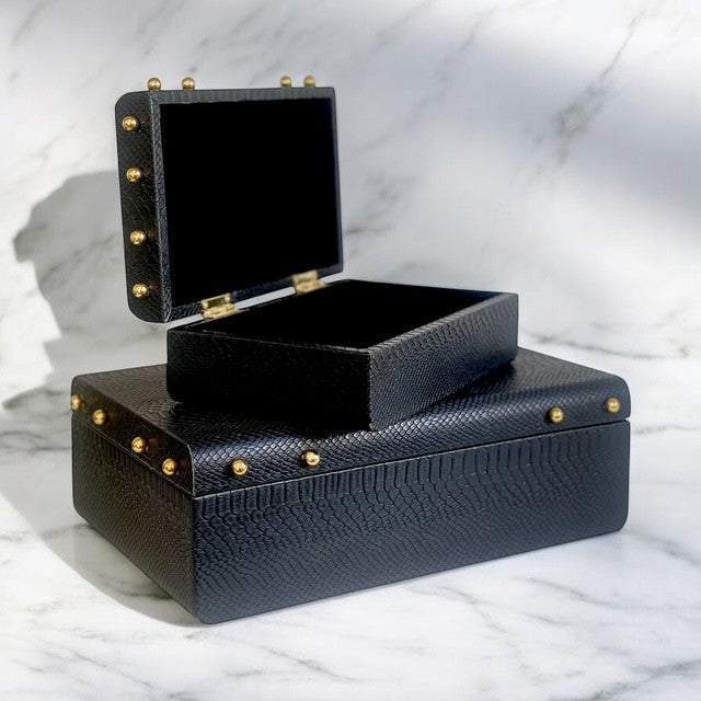 100N Black Studded Decor Tray: Large 56X35