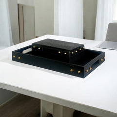 100N Black Studded Decor Tray: Large 56X35