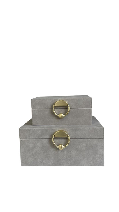 100Q Dove Sueded Box W/Brushed Gold Latch:Large 24X18X11